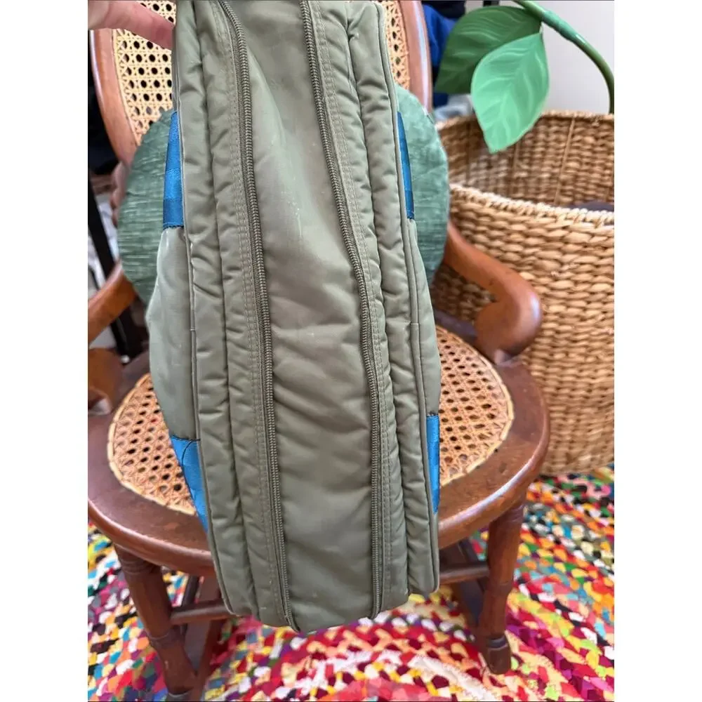 Bensimon Olive & Teal Nylon Commuter Laptop Zip Closure Travel Bag